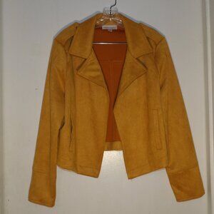 Philosophy Mustard Yellow Suede Moto Jacket
